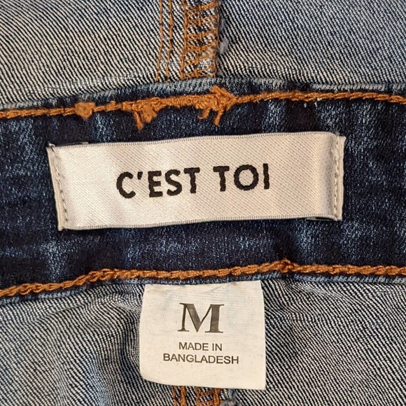 C'EST TOI Blue Denim Overall Shorts Size M - Picture 9 of 10